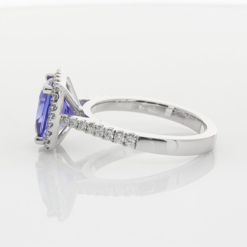 18ct White Gold Tanzanite & Diamond Ring-Ring-Walker & Hall