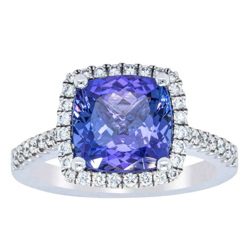 18ct White Gold Tanzanite & Diamond Ring-Ring-Walker & Hall