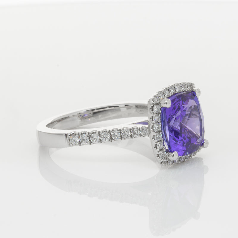 18ct White Gold Tanzanite & Diamond Ring-Ring-Walker & Hall