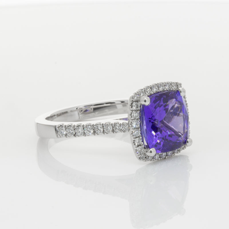 18ct White Gold Tanzanite & Diamond Ring-Ring-Walker & Hall