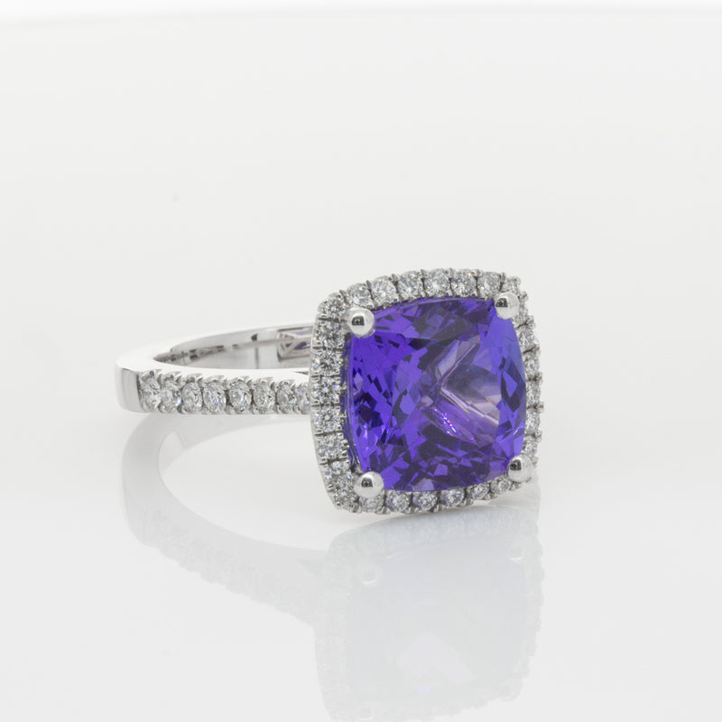 18ct White Gold Tanzanite & Diamond Ring-Ring-Walker & Hall