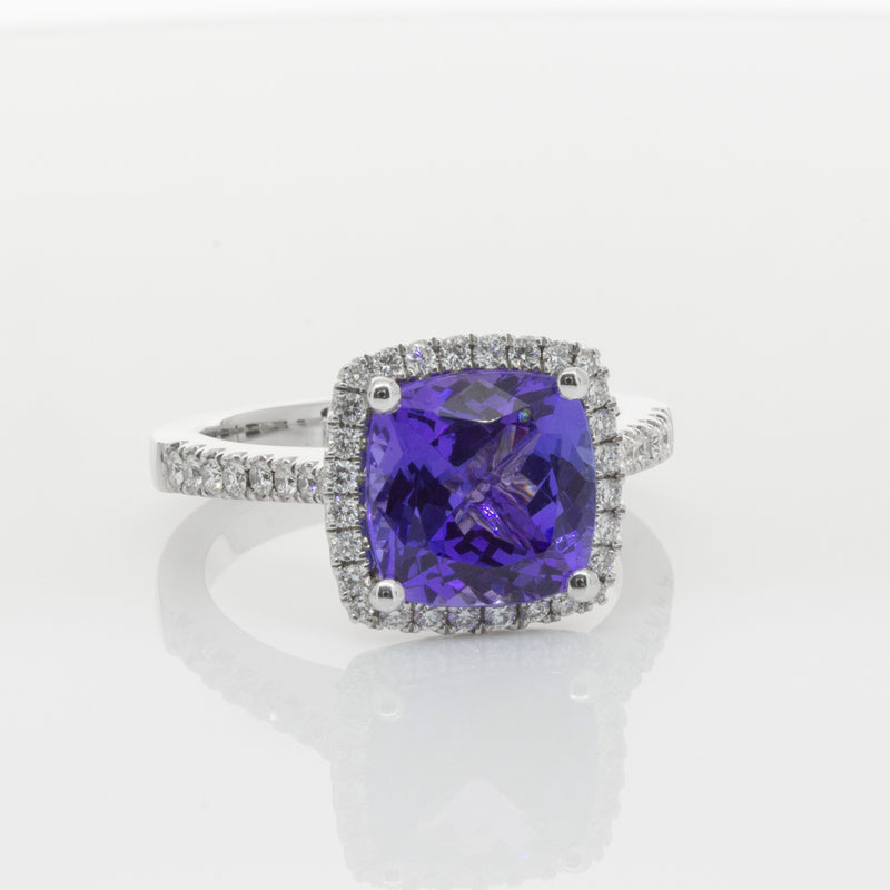 18ct White Gold Tanzanite & Diamond Ring-Ring-Walker & Hall