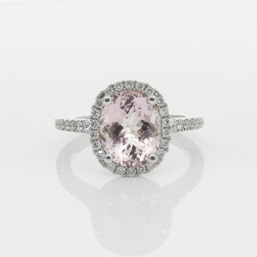 18ct White Gold Morganite & Diamond Sierra Ring-Ring-Walker & Hall