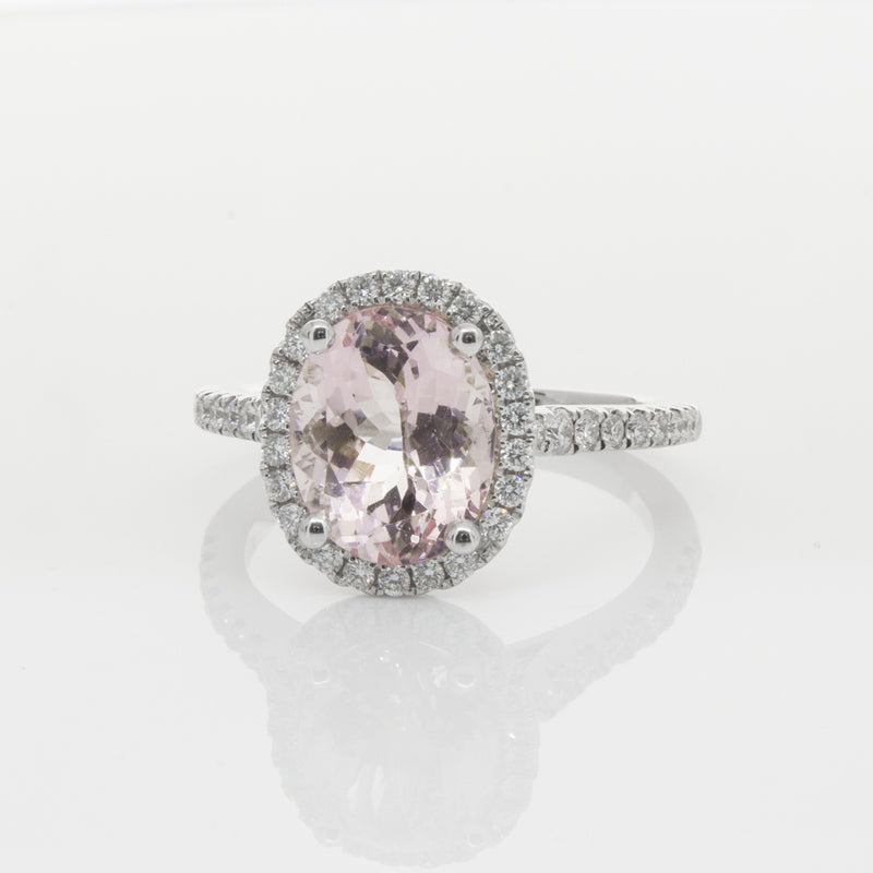 18ct White Gold Morganite & Diamond Sierra Ring-Ring-Walker & Hall