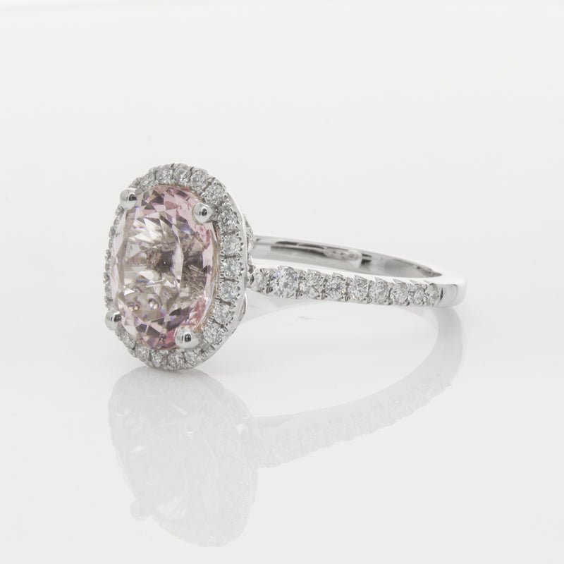 18ct White Gold Morganite & Diamond Sierra Ring-Ring-Walker & Hall
