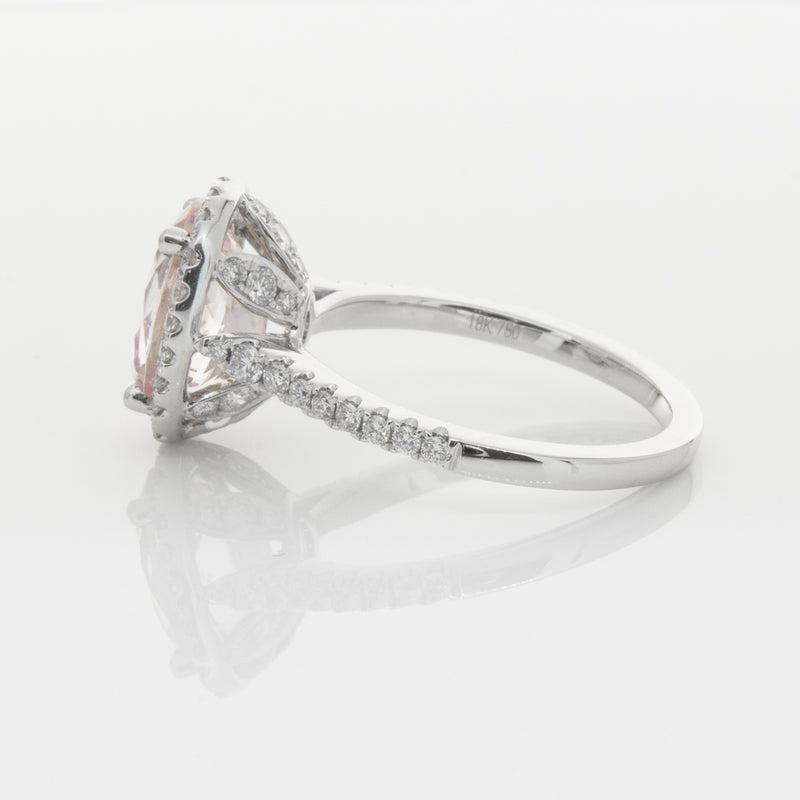 18ct White Gold Morganite & Diamond Sierra Ring-Ring-Walker & Hall