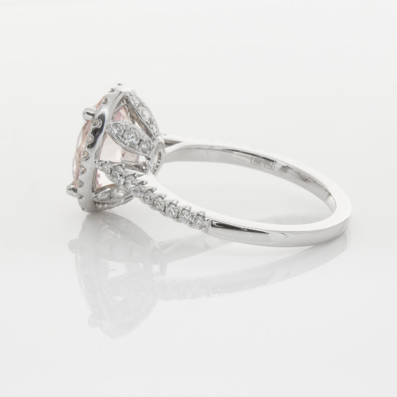 18ct White Gold Morganite & Diamond Sierra Ring-Ring-Walker & Hall