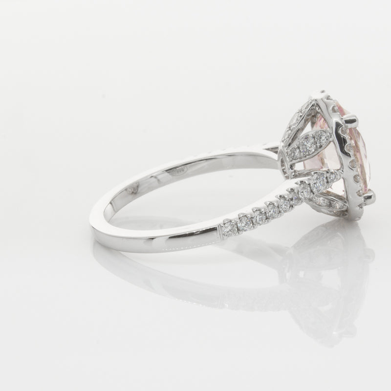 18ct White Gold Morganite & Diamond Sierra Ring-Ring-Walker & Hall