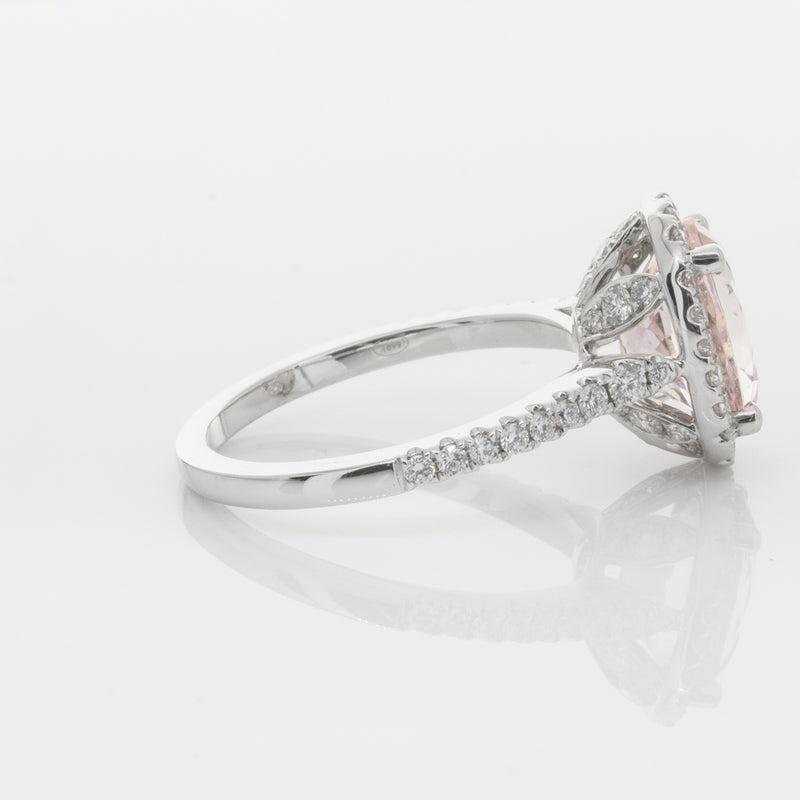 18ct White Gold Morganite & Diamond Sierra Ring-Ring-Walker & Hall