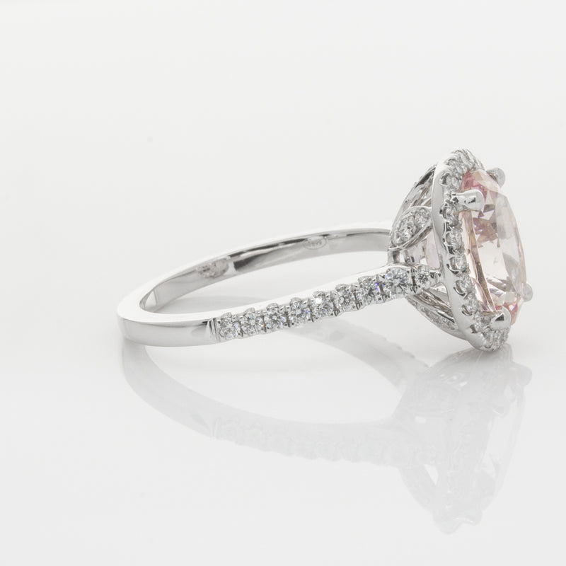 18ct White Gold Morganite & Diamond Sierra Ring-Ring-Walker & Hall