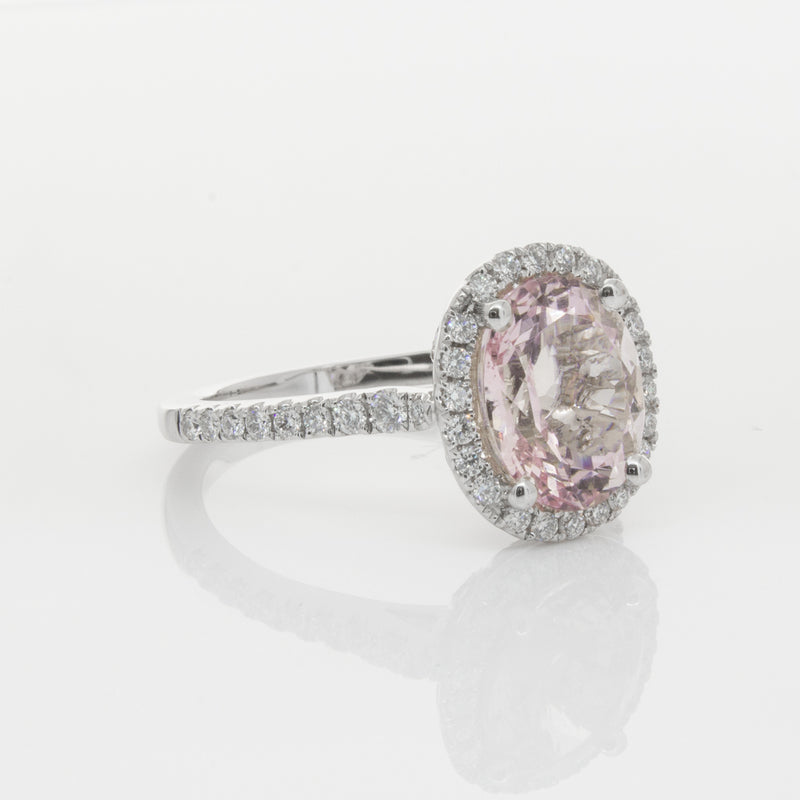 18ct White Gold Morganite & Diamond Sierra Ring-Ring-Walker & Hall