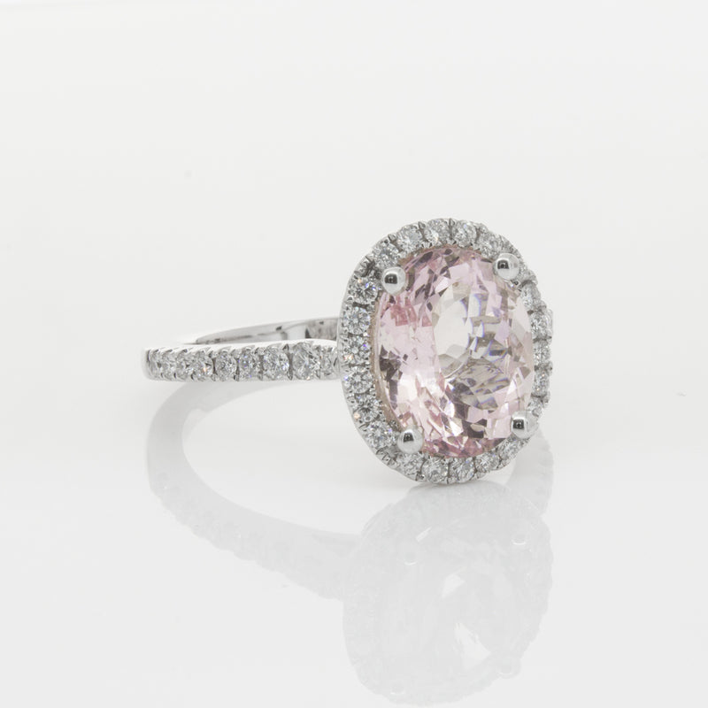 18ct White Gold Morganite & Diamond Sierra Ring-Ring-Walker & Hall