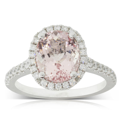 18ct White Gold Morganite & Diamond Sierra Ring-Ring-Walker & Hall
