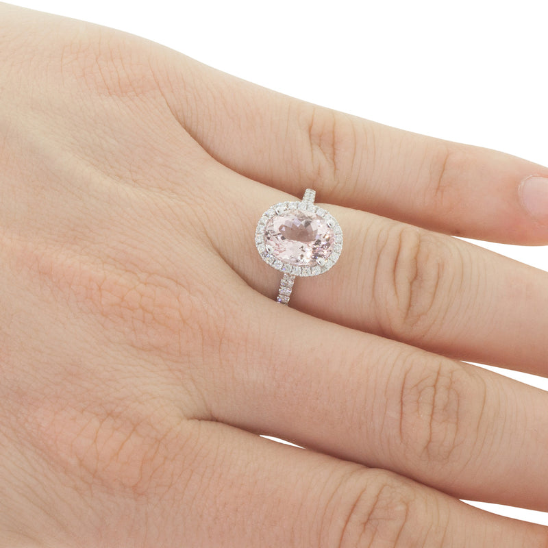 18ct White Gold Morganite & Diamond Sierra Ring-Ring-Walker & Hall