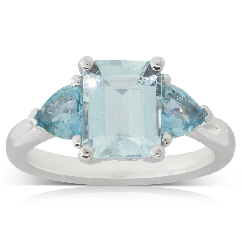 18ct White Gold Aquamarine Malibu Ring-Ring-Walker & Hall