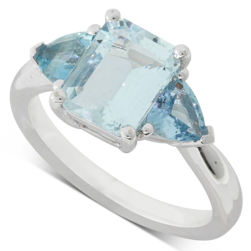 18ct White Gold Aquamarine Malibu Ring-Ring-Walker & Hall