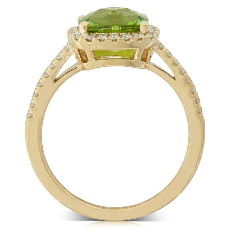 18ct Yellow Gold Peridot & Diamond Ring-Ring-Walker & Hall