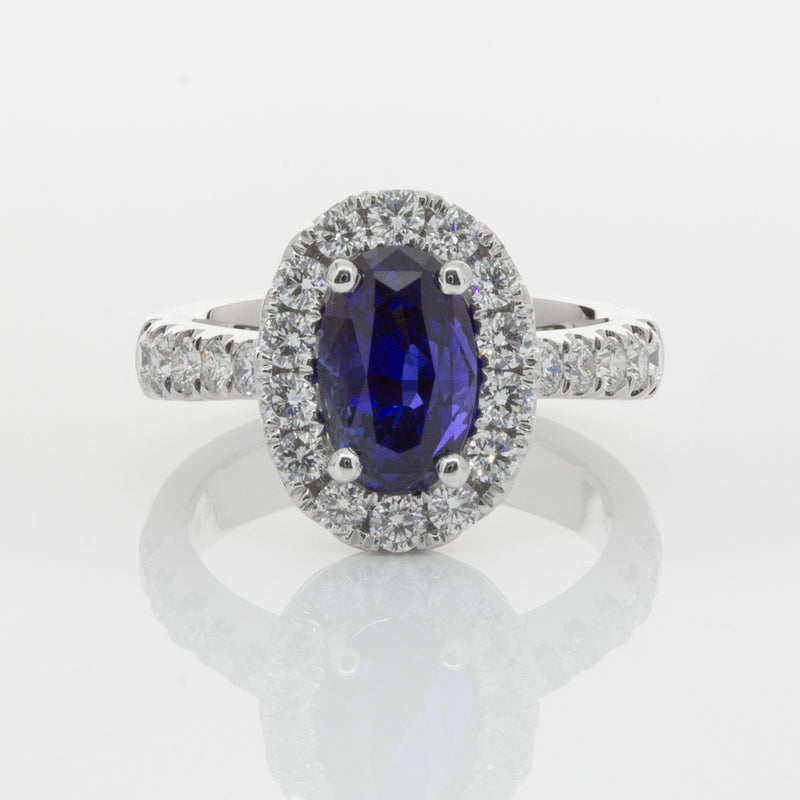 18ct White Gold Sapphire & Diamond Ring-Ring-Walker & Hall