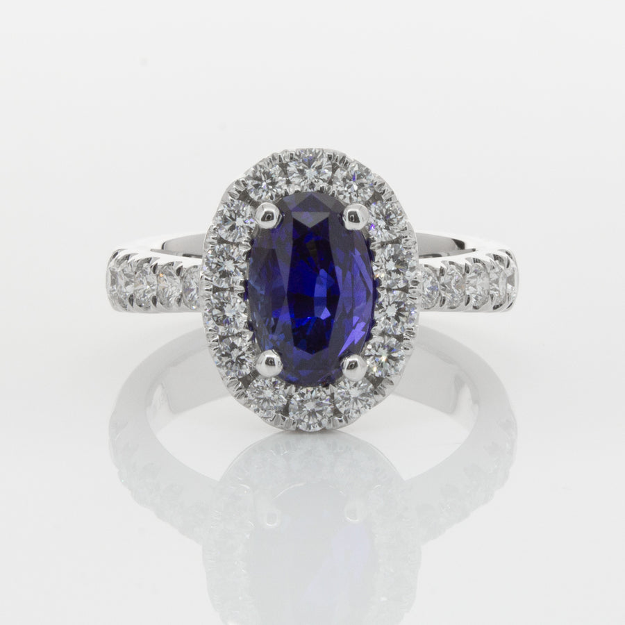 18ct White Gold Sapphire & Diamond Ring-Ring-Walker & Hall