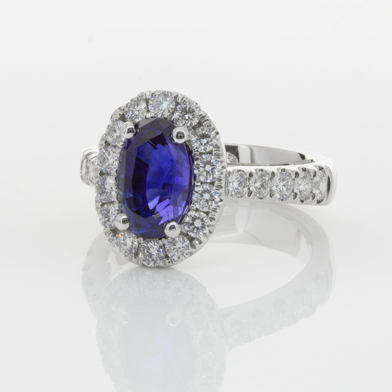 18ct White Gold Sapphire & Diamond Ring-Ring-Walker & Hall