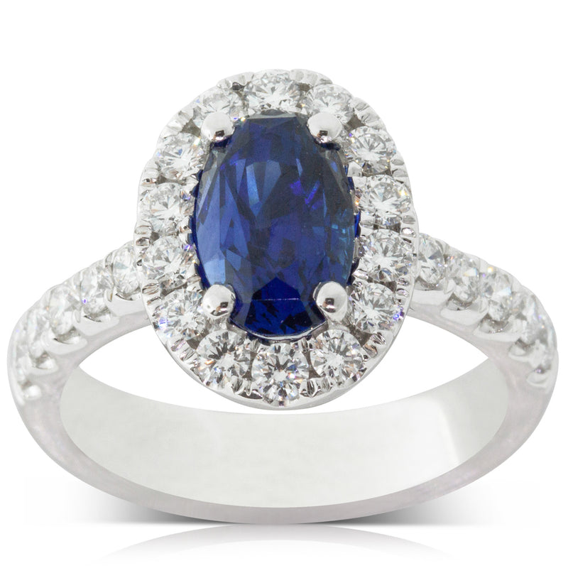 18ct White Gold Sapphire & Diamond Ring-Ring-Walker & Hall