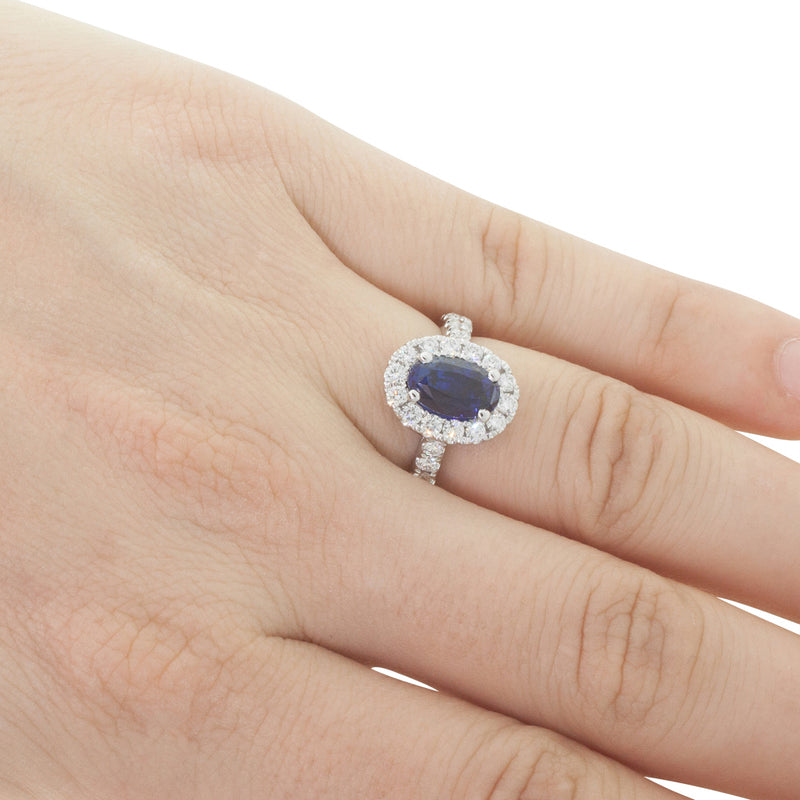 18ct White Gold Sapphire & Diamond Ring-Ring-Walker & Hall