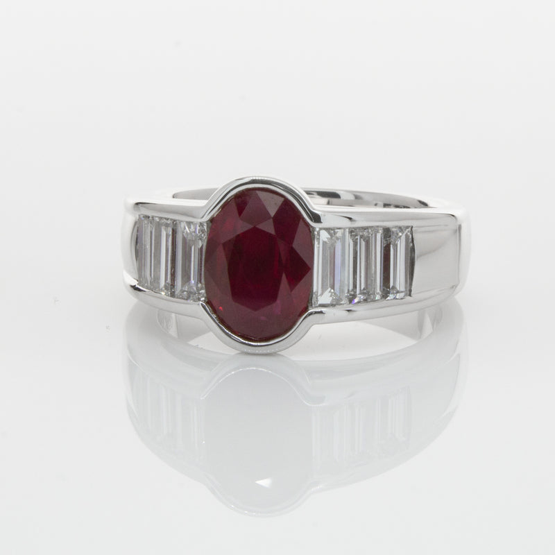18ct White Gold Ruby & Diamond Ring-Ring-Walker & Hall