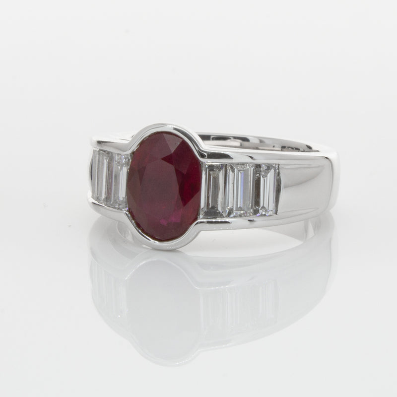 18ct White Gold Ruby & Diamond Ring-Ring-Walker & Hall