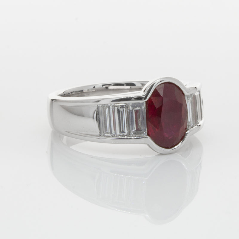 18ct White Gold Ruby & Diamond Ring-Ring-Walker & Hall