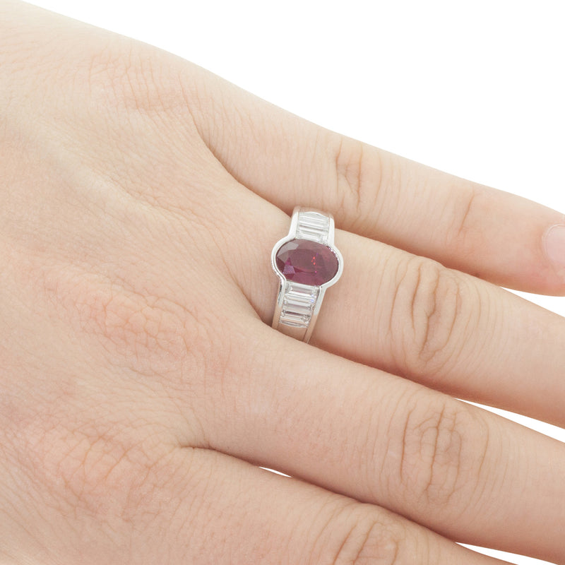 18ct White Gold Ruby & Diamond Ring-Ring-Walker & Hall