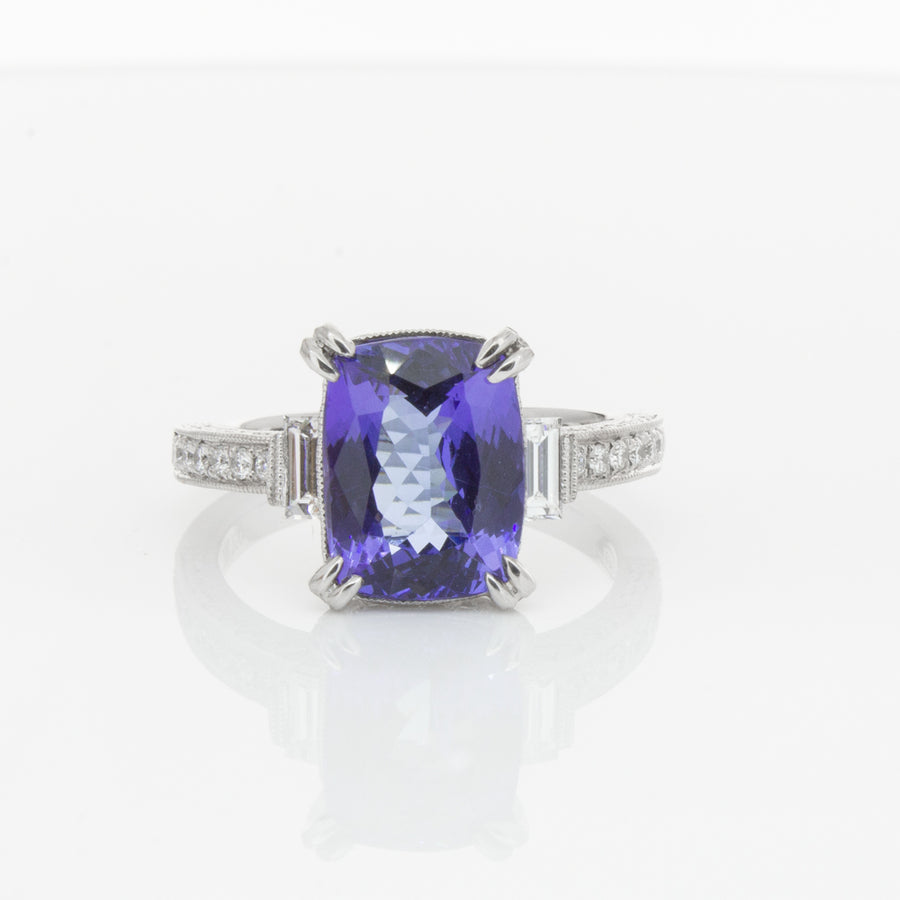18ct White Gold Tanzanite & Diamond Ring-Ring-Walker & Hall