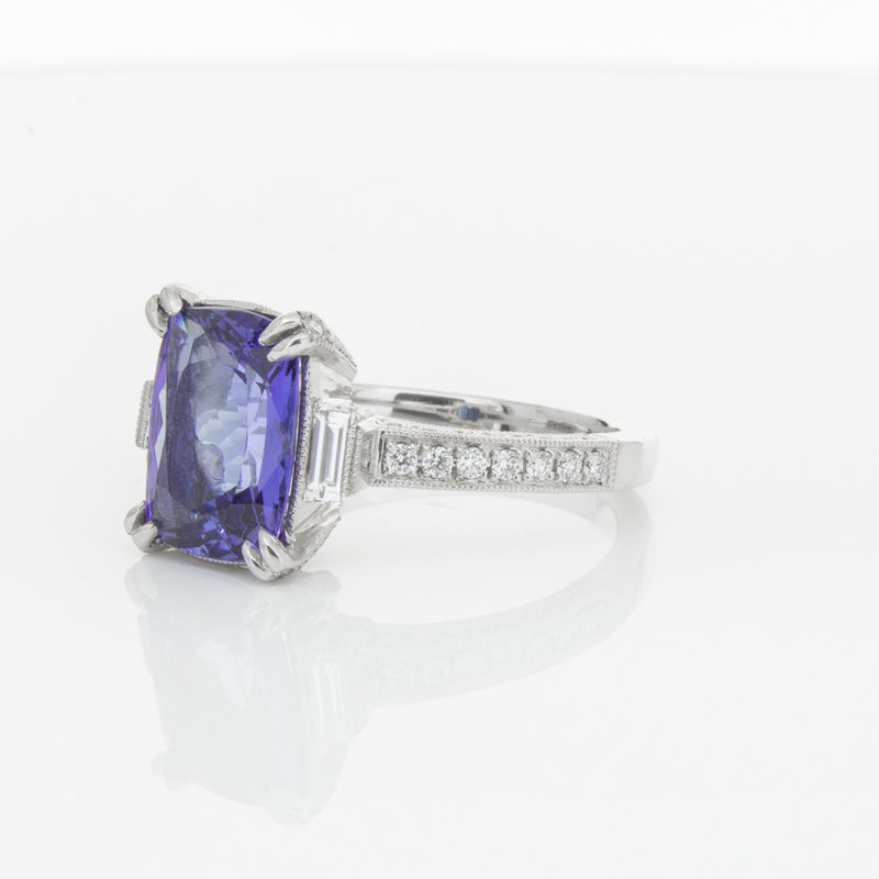 18ct White Gold Tanzanite & Diamond Ring-Ring-Walker & Hall