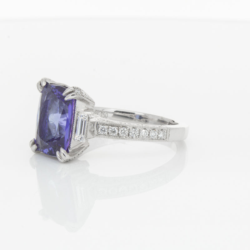 18ct White Gold Tanzanite & Diamond Ring-Ring-Walker & Hall
