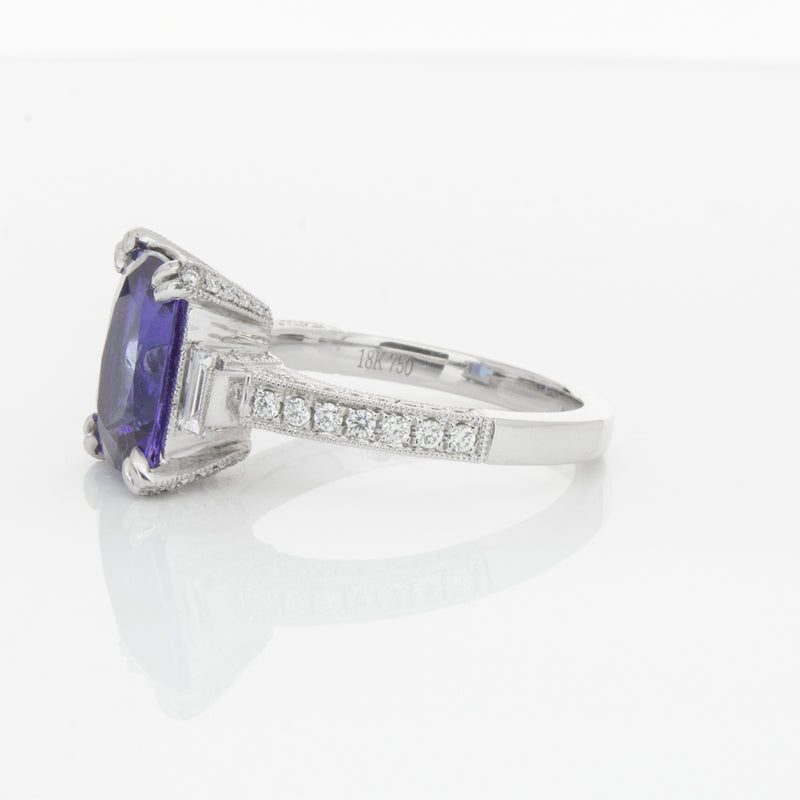 18ct White Gold Tanzanite & Diamond Ring-Ring-Walker & Hall
