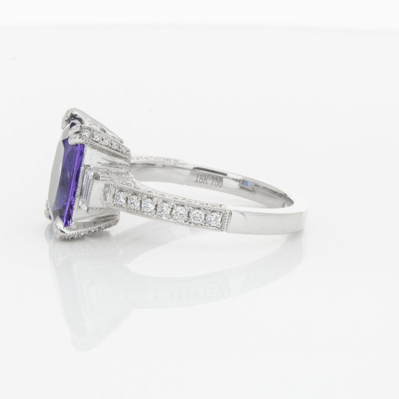 18ct White Gold Tanzanite & Diamond Ring-Ring-Walker & Hall