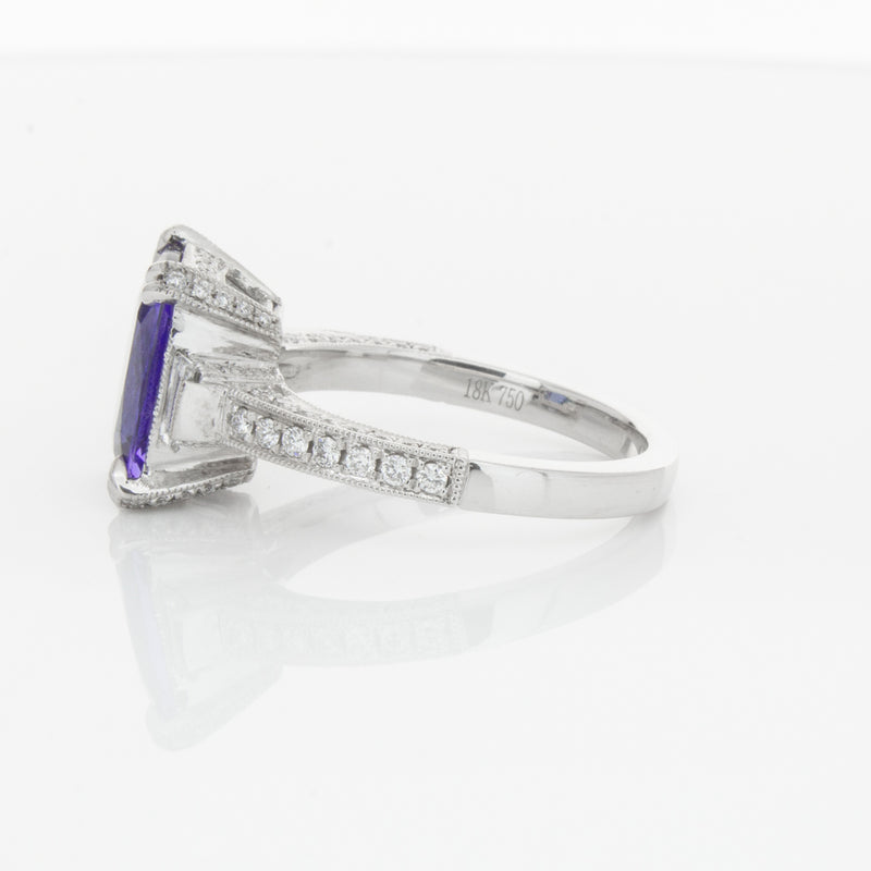 18ct White Gold Tanzanite & Diamond Ring-Ring-Walker & Hall