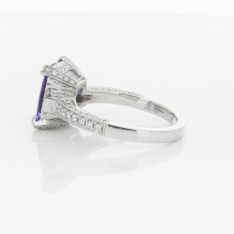 18ct White Gold Tanzanite & Diamond Ring-Ring-Walker & Hall