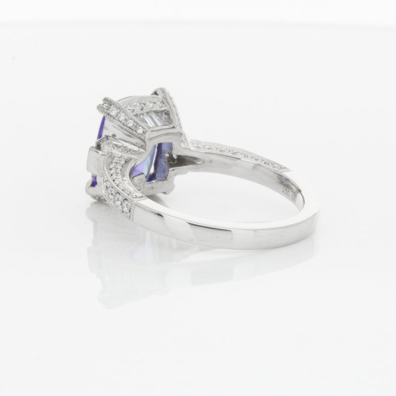 18ct White Gold Tanzanite & Diamond Ring-Ring-Walker & Hall