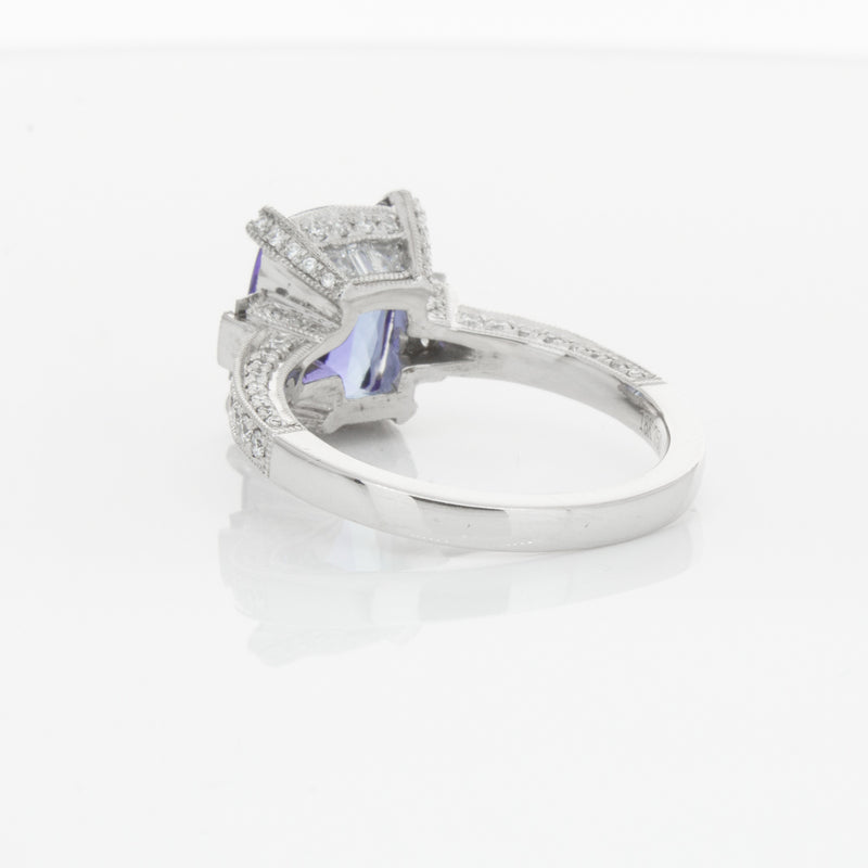18ct White Gold Tanzanite & Diamond Ring-Ring-Walker & Hall