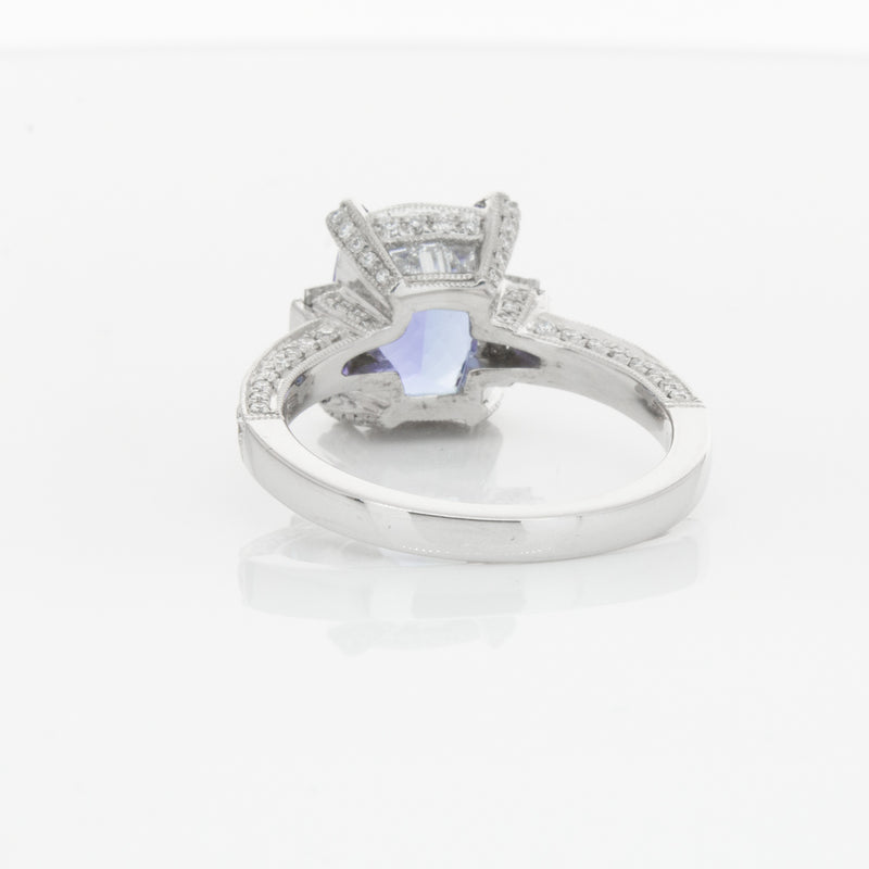 18ct White Gold Tanzanite & Diamond Ring-Ring-Walker & Hall