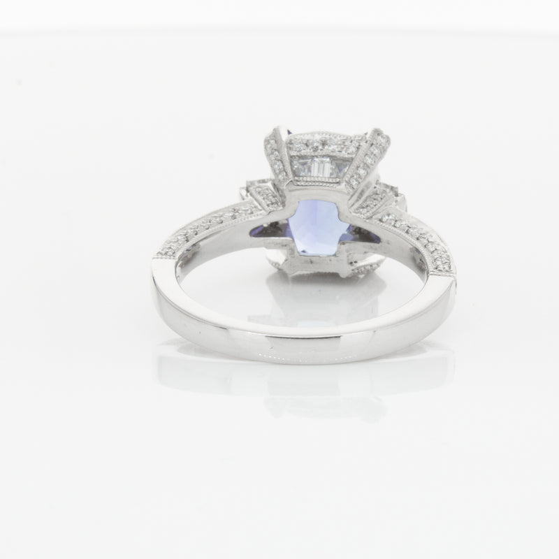 18ct White Gold Tanzanite & Diamond Ring-Ring-Walker & Hall