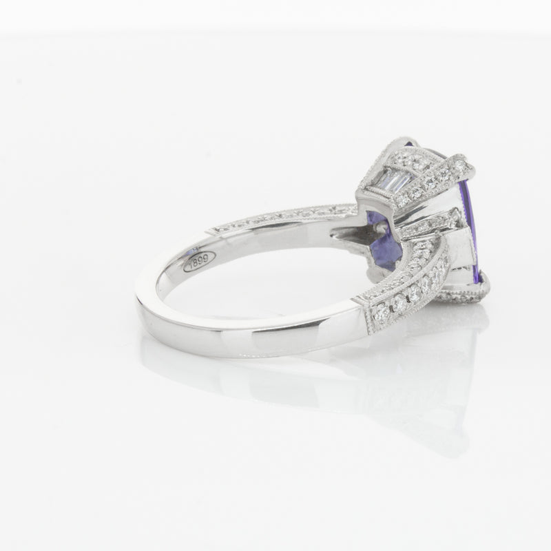 18ct White Gold Tanzanite & Diamond Ring-Ring-Walker & Hall