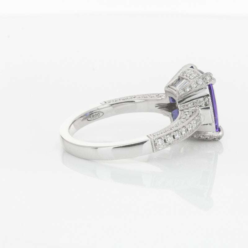 18ct White Gold Tanzanite & Diamond Ring-Ring-Walker & Hall