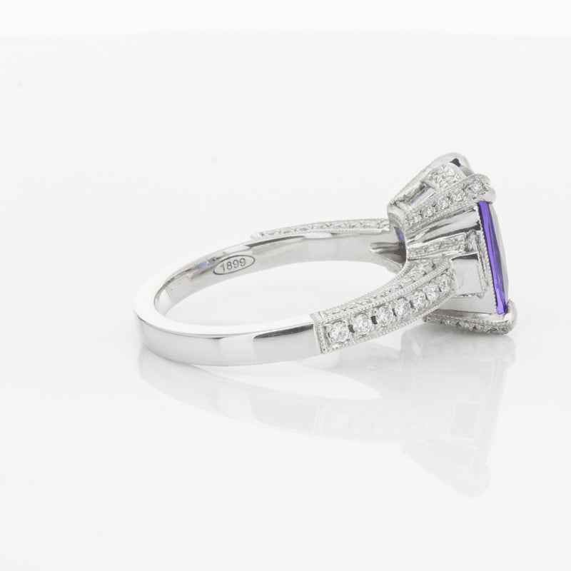 18ct White Gold Tanzanite & Diamond Ring-Ring-Walker & Hall