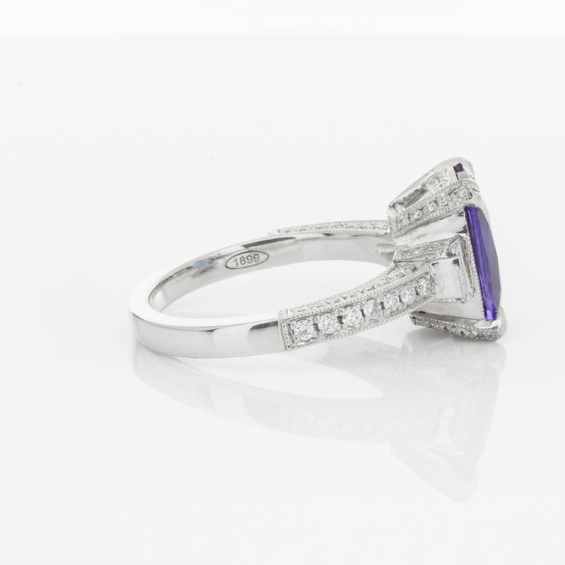 18ct White Gold Tanzanite & Diamond Ring-Ring-Walker & Hall
