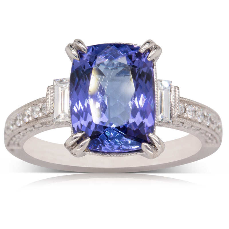 18ct White Gold Tanzanite & Diamond Ring-Ring-Walker & Hall