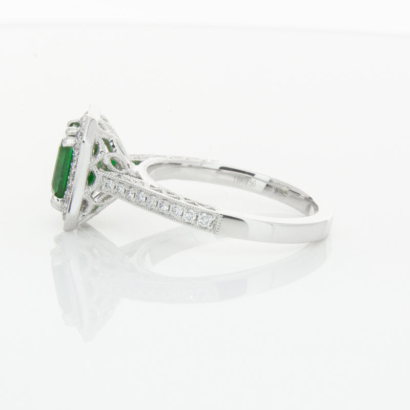 18ct White Gold Emerald & Diamond Ring-Ring-Walker & Hall