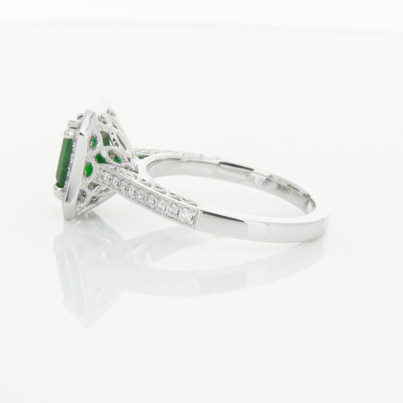 18ct White Gold Emerald & Diamond Ring-Ring-Walker & Hall