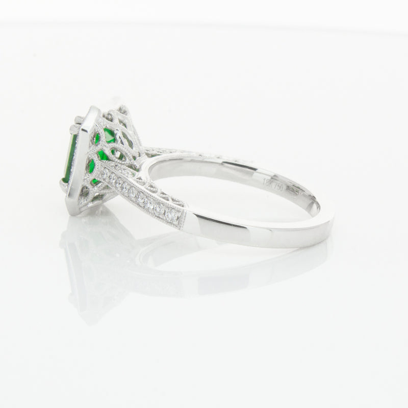 18ct White Gold Emerald & Diamond Ring-Ring-Walker & Hall
