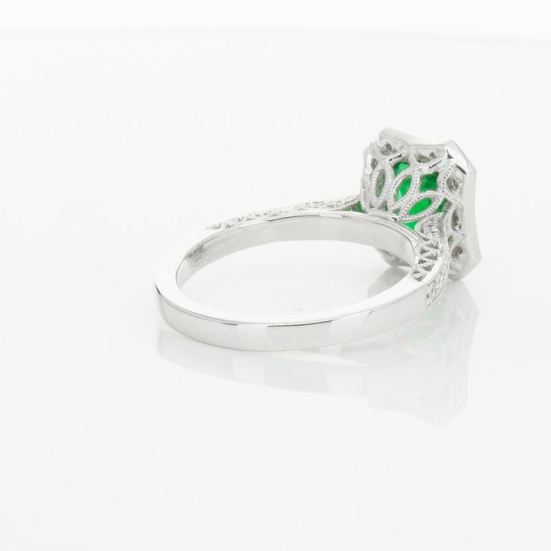 18ct White Gold Emerald & Diamond Ring-Ring-Walker & Hall